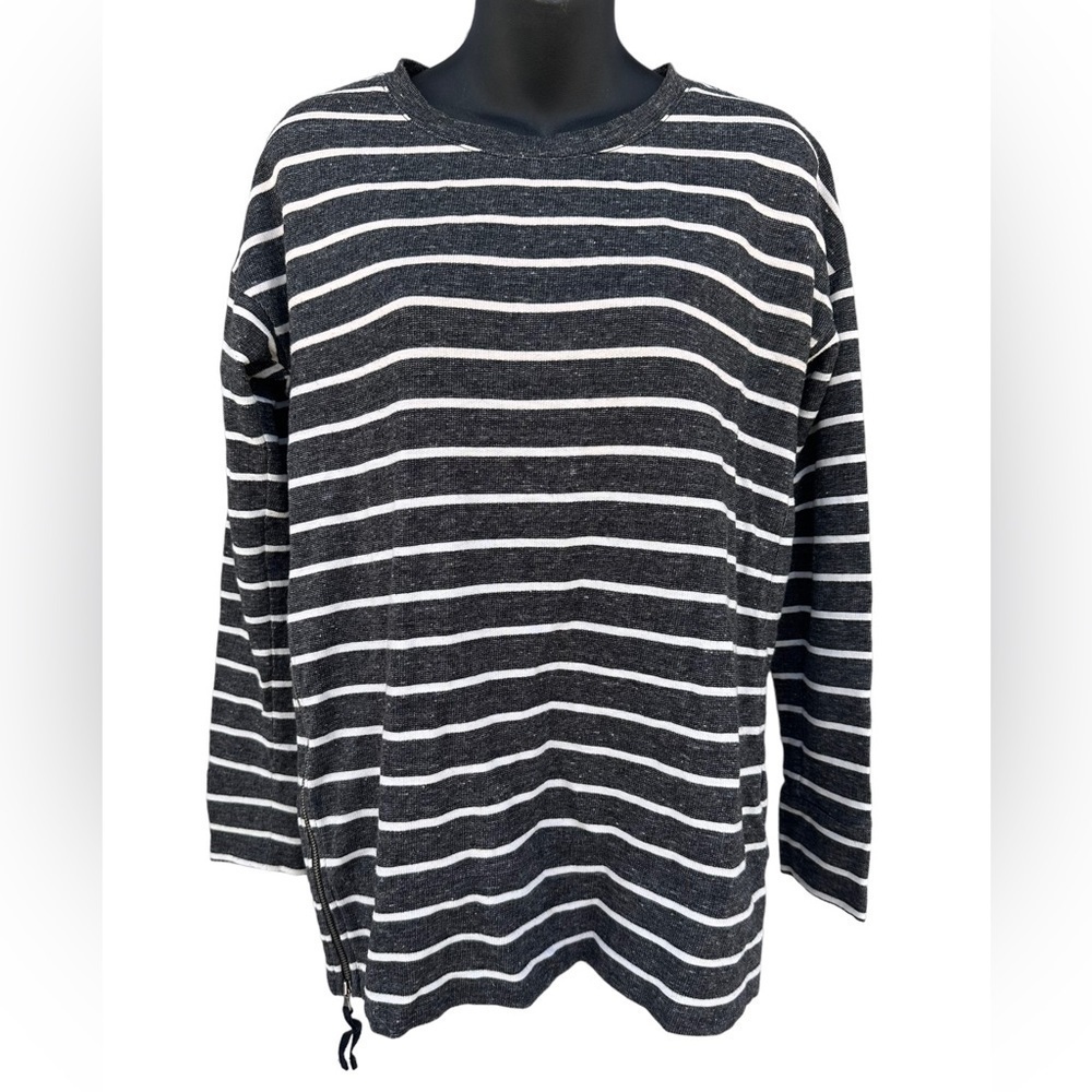 Lou & Grey Striped Top with Side Zipper Detail